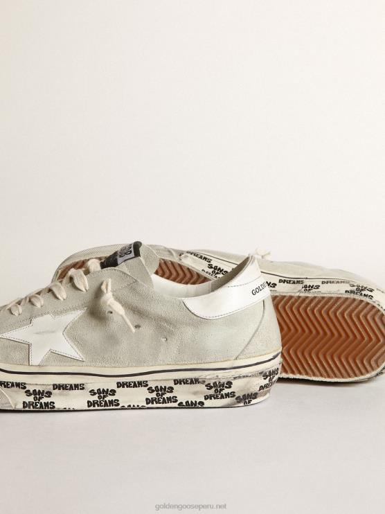 FDVPX533 Golden Goose hombres zapatillas super-star de ante gris hielo con estrella de piel blanca y refuerzo en el talón