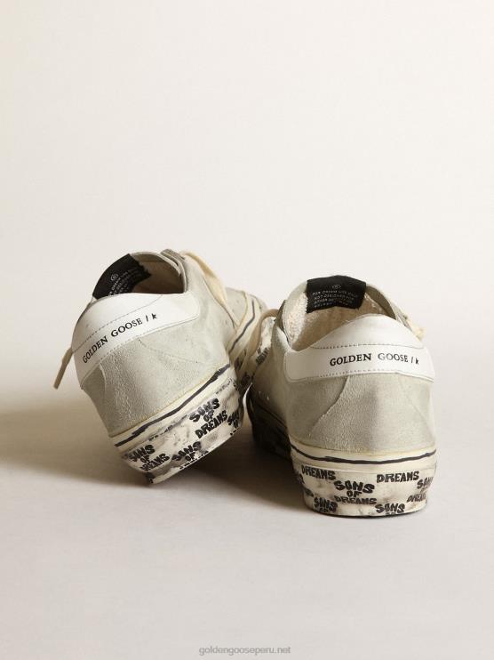 FDVPX533 Golden Goose hombres zapatillas super-star de ante gris hielo con estrella de piel blanca y refuerzo en el talón