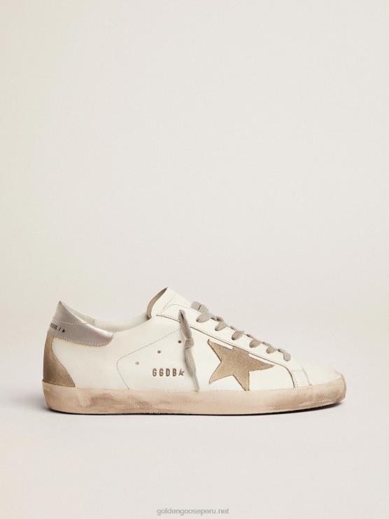 FDVPX575 Golden Goose hombres zapatillas super-star con tira plateada en el talón y letras con tachuelas metálicas