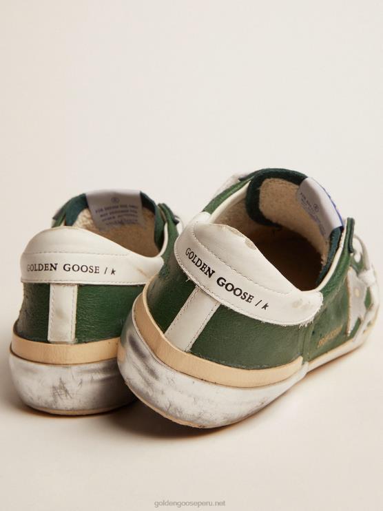 FDVPX580 Golden Goose hombres zapatillas super-star de piel verde y multi-foxing