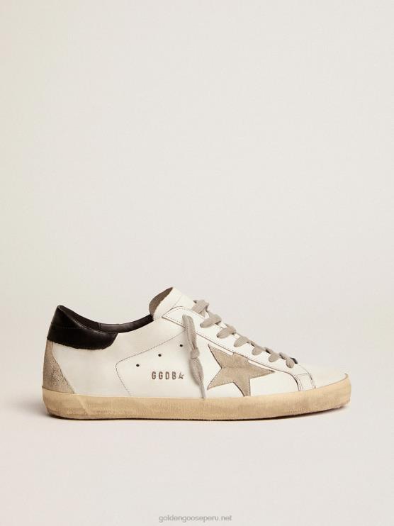 FDVPX581 Golden Goose hombres zapatillas super-star con refuerzo negro en el talón y letras con tachuelas de metal