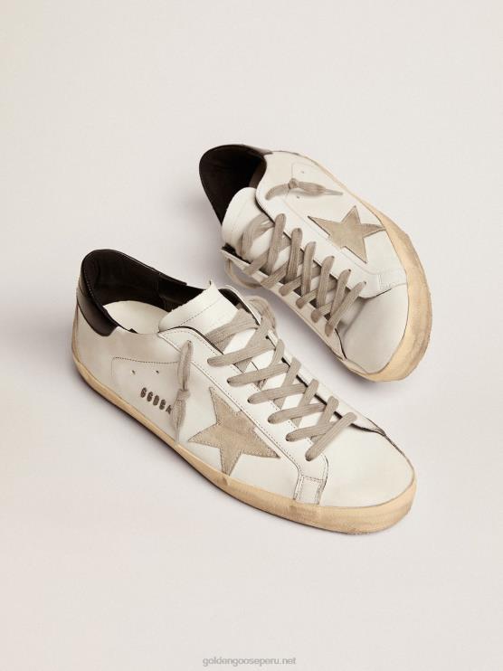 FDVPX581 Golden Goose hombres zapatillas super-star con refuerzo negro en el talón y letras con tachuelas de metal