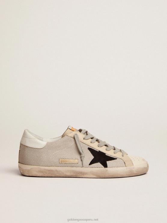 FDVPX585 Golden Goose hombres zapatillas super-star de piel con inserción de malla