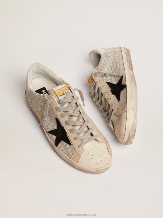 FDVPX585 Golden Goose hombres zapatillas super-star de piel con inserción de malla