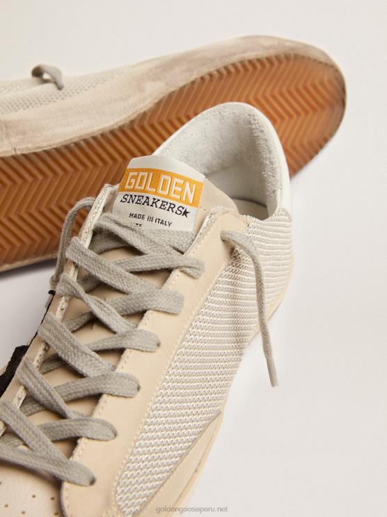 FDVPX585 Golden Goose hombres zapatillas super-star de piel con inserción de malla