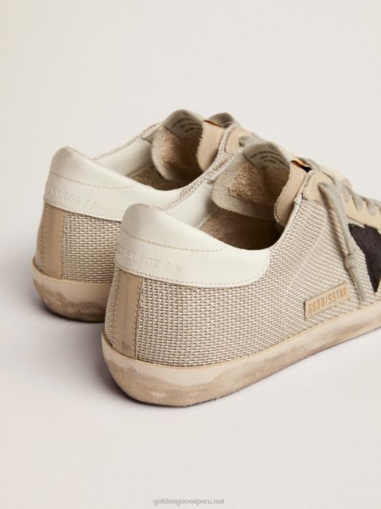 FDVPX585 Golden Goose hombres zapatillas super-star de piel con inserción de malla