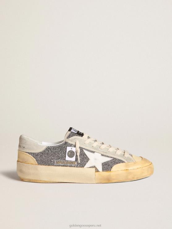 FDVPX603 Golden Goose hombres Super-Star Lab con estrella blanca y parte superior con purpurina de Swarovski.
