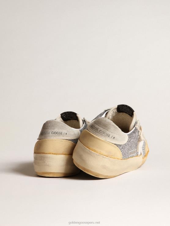 FDVPX603 Golden Goose hombres Super-Star Lab con estrella blanca y parte superior con purpurina de Swarovski.