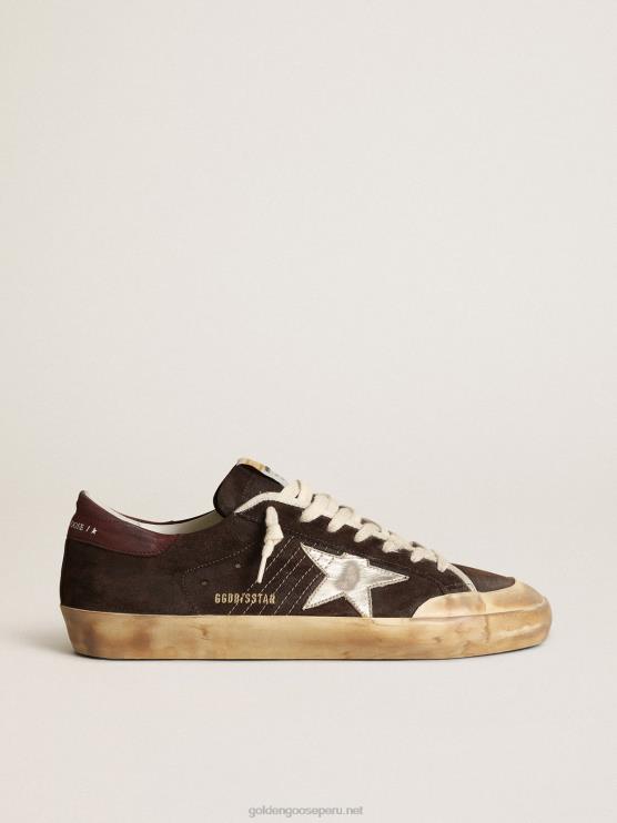 FDVPX622 Golden Goose hombres penstar super-star de ante marrón con estrella de platino