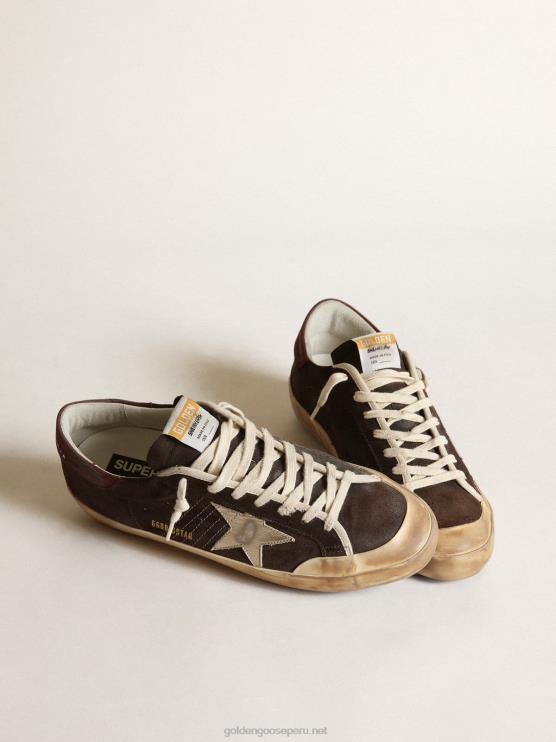 FDVPX622 Golden Goose hombres penstar super-star de ante marrón con estrella de platino