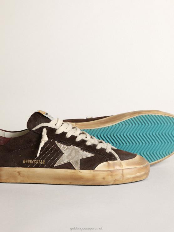 FDVPX622 Golden Goose hombres penstar super-star de ante marrón con estrella de platino
