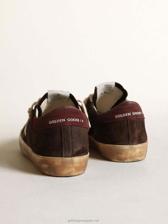 FDVPX622 Golden Goose hombres penstar super-star de ante marrón con estrella de platino