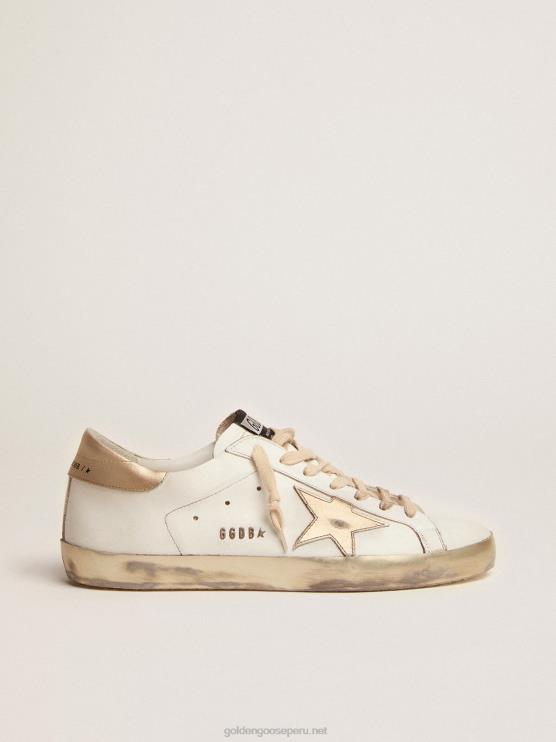 FDVPX623 Golden Goose hombres zapatillas deportivas Super-Star con foxing dorado brillante y letras con tachuelas de metal