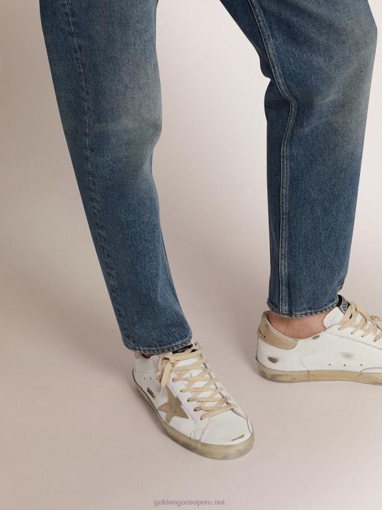 FDVPX623 Golden Goose hombres zapatillas deportivas Super-Star con foxing dorado brillante y letras con tachuelas de metal