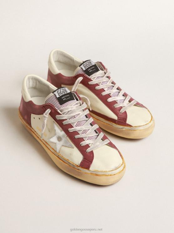 FDVPX633 Golden Goose hombres superestrella de napa con inserciones burdeos y estrella plateada