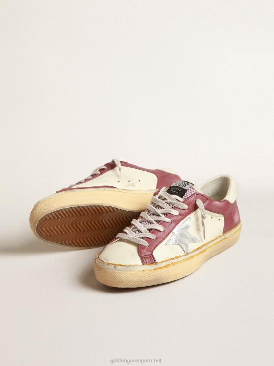 FDVPX633 Golden Goose hombres superestrella de napa con inserciones burdeos y estrella plateada
