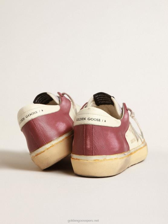 FDVPX633 Golden Goose hombres superestrella de napa con inserciones burdeos y estrella plateada