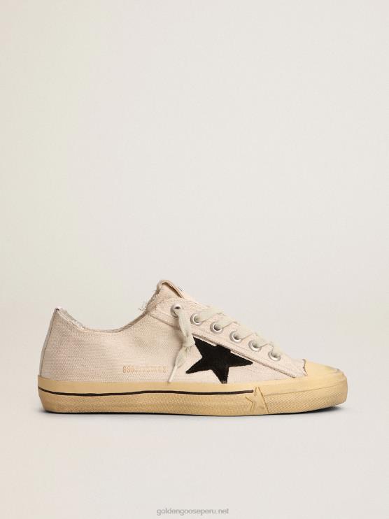 FDVPX562 Golden Goose hombres zapatillas v-star ltd con estrella de ante negro y letras bordadas