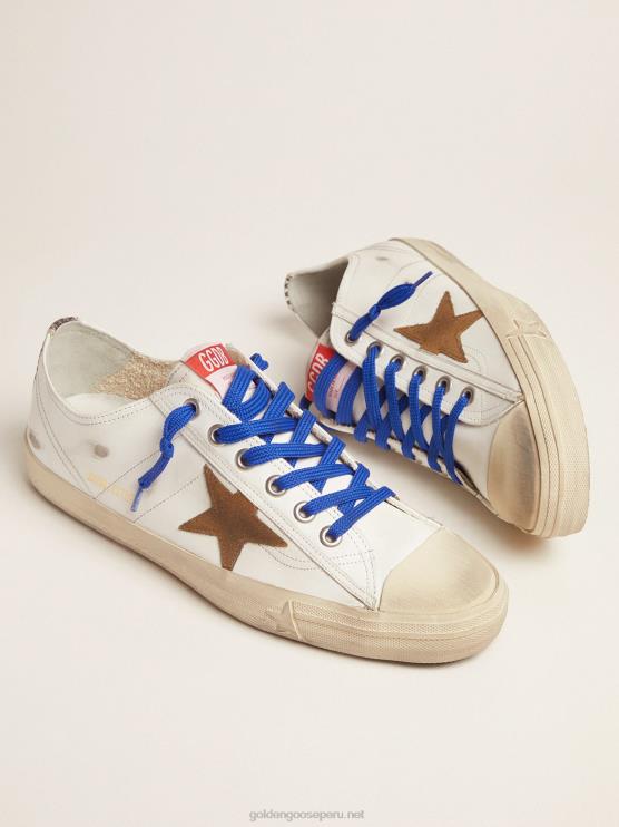 FDVPX578 Golden Goose hombres zapatillas v-star ltd con tira vertical con estampado de serpiente y cordones azules