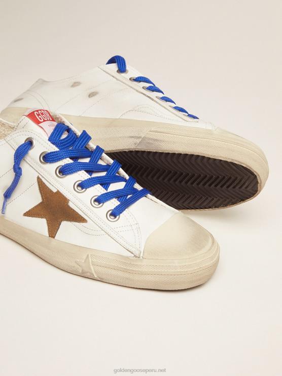 FDVPX578 Golden Goose hombres zapatillas v-star ltd con tira vertical con estampado de serpiente y cordones azules