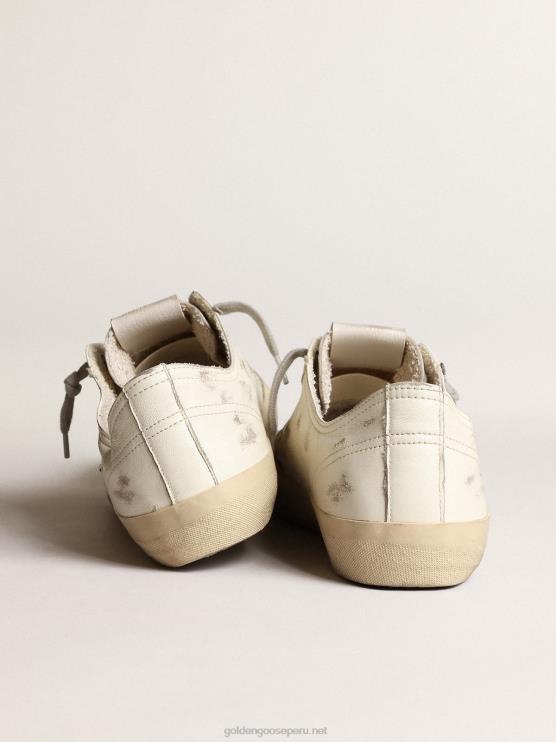 FDVPX668 Golden Goose hombres Zapatillas deportivas v-star de napa color hueso con estrella de nubuck negro