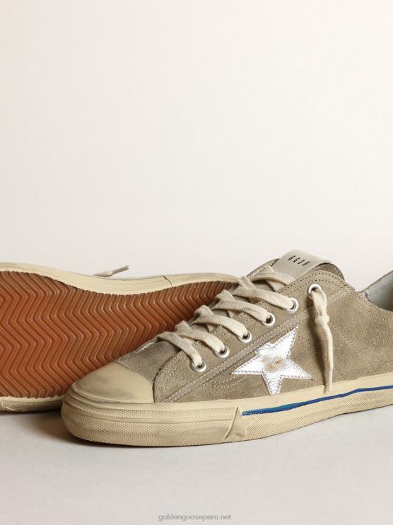 FDVPX681 Golden Goose hombres v-star con parte superior de ante y estrella plateada