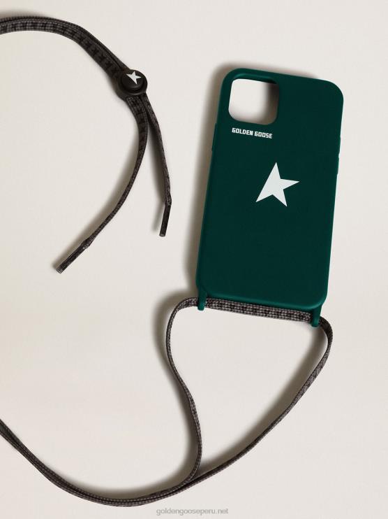 FDVPX310 Golden Goose mujer funda verde para iphone 12 y 12 pro con logo blanco en contraste y cordones con logo