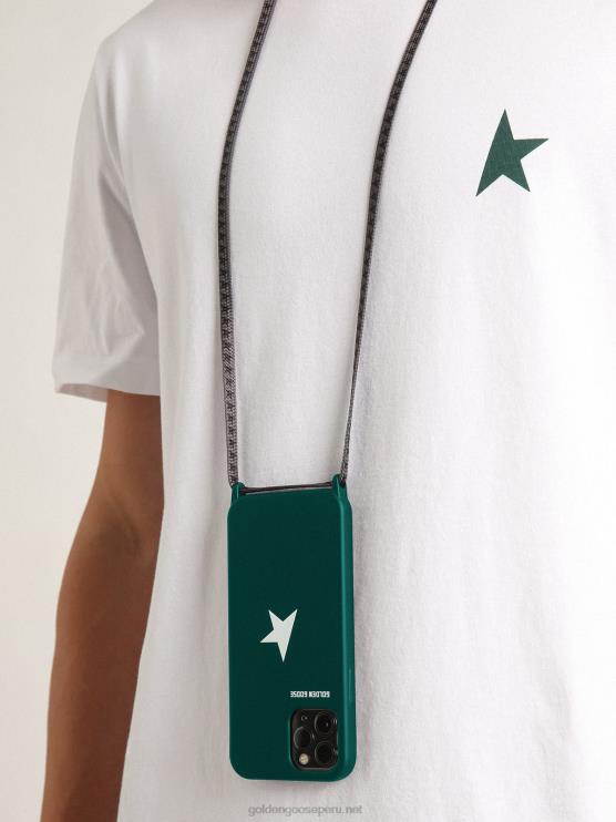 FDVPX310 Golden Goose mujer funda verde para iphone 12 y 12 pro con logo blanco en contraste y cordones con logo