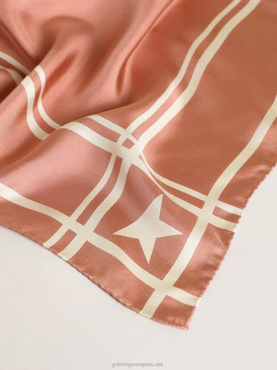 FDVPX294 Golden Goose mujer Pañuelo de la colección rosa antiguo con estrellas y rayas blancas a contraste