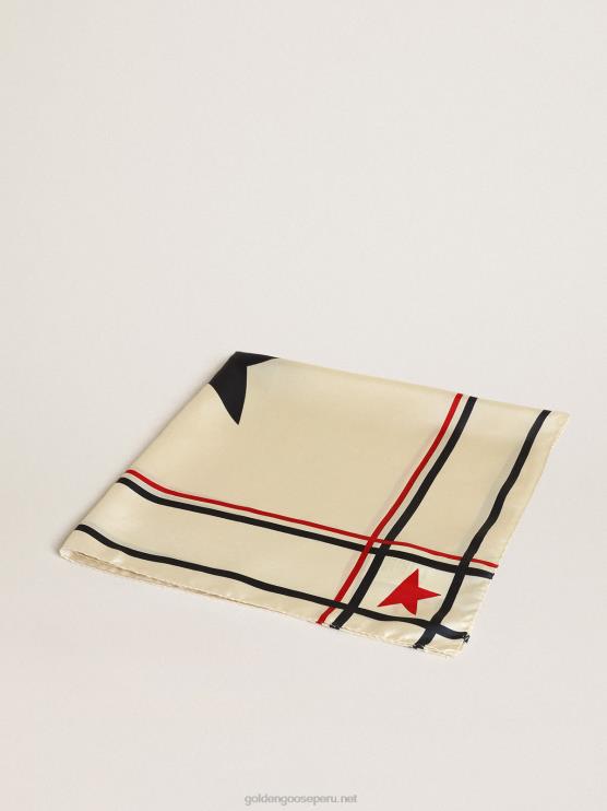 FDVPX307 Golden Goose mujer bufanda de la colección en color blanco con estrellas y rayas en contraste