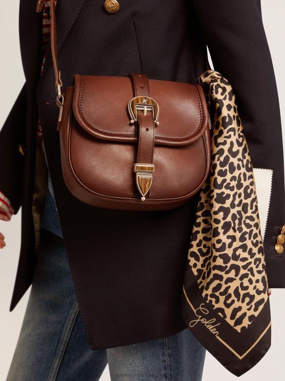 FDVPX316 Golden Goose mujer bufanda de la colección en negro con estampado de leopardo