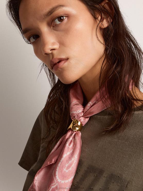 FDVPX323 Golden Goose mujer Pañuelo colección rosa viejo con estampado paisley