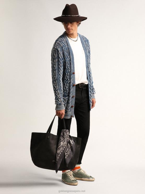 FDVPX391 Golden Goose mujer bufanda de la colección en gris antracita con estampado paisley