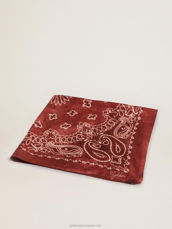 FDVPX412 Golden Goose mujer bufanda burdeos con estampado paisley