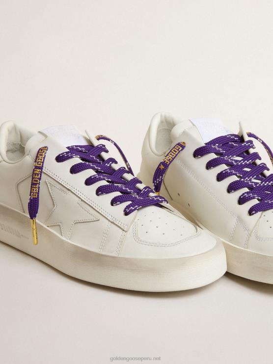 FDVPX360 Golden Goose mujer cordones morados con adornos y logo dorado en contraste