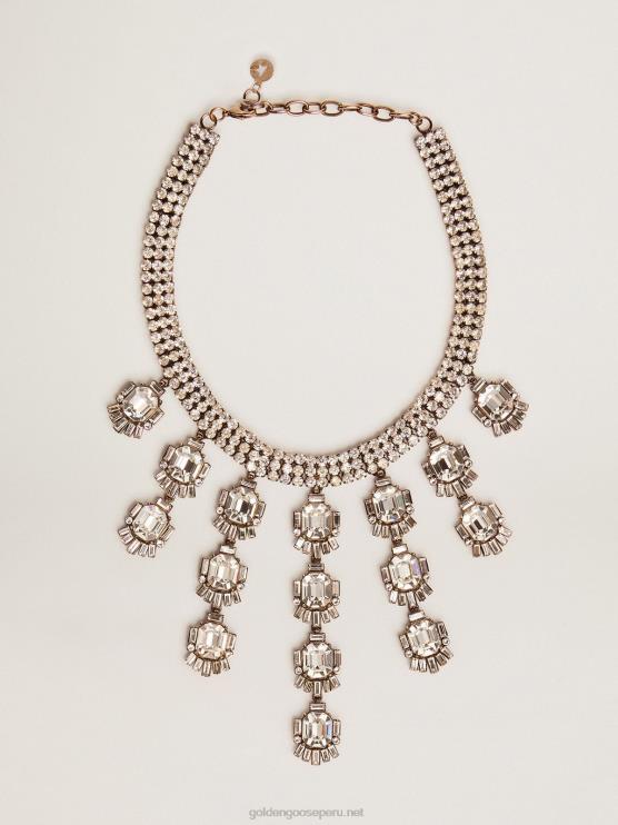 FDVPX295 Golden Goose mujer Collar de la colección deco jewelmates en color oro viejo con cristales en forma de gota baguette