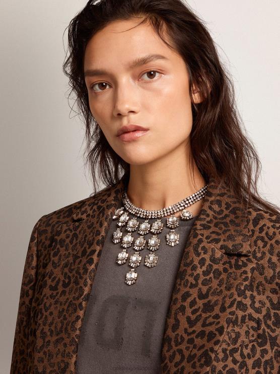 FDVPX295 Golden Goose mujer Collar de la colección deco jewelmates en color oro viejo con cristales en forma de gota baguette