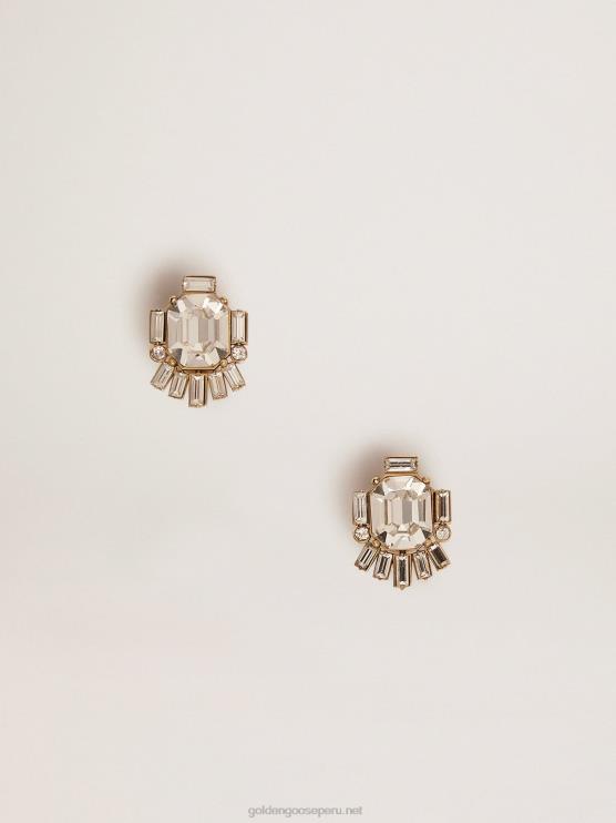 FDVPX325 Golden Goose mujer Pendientes de botón en color oro viejo con cristales decorativos