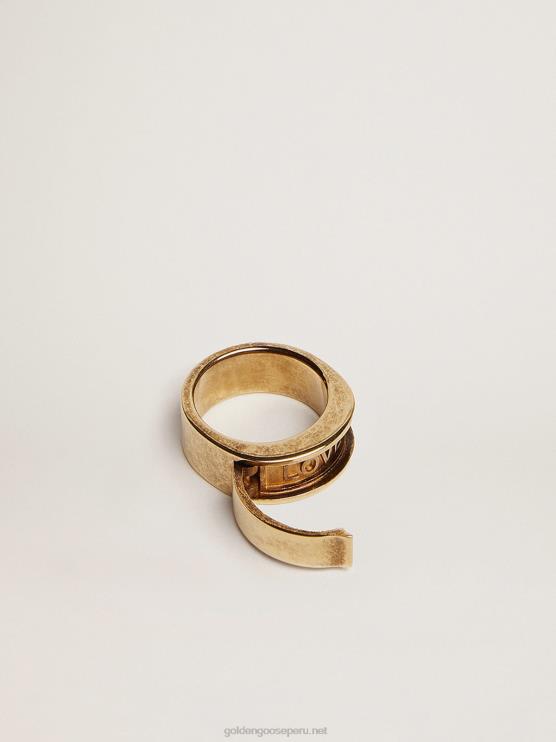 FDVPX329 Golden Goose mujer anillo en color oro viejo con mensaje oculto