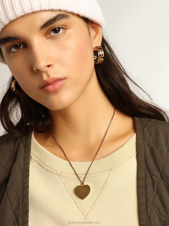 FDVPX351 Golden Goose mujer collar en color oro viejo con dijes de corazón