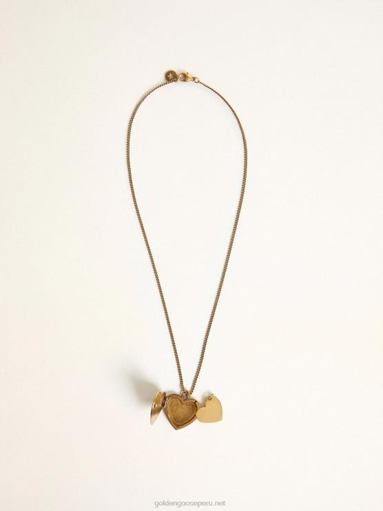 FDVPX351 Golden Goose mujer collar en color oro viejo con dijes de corazón