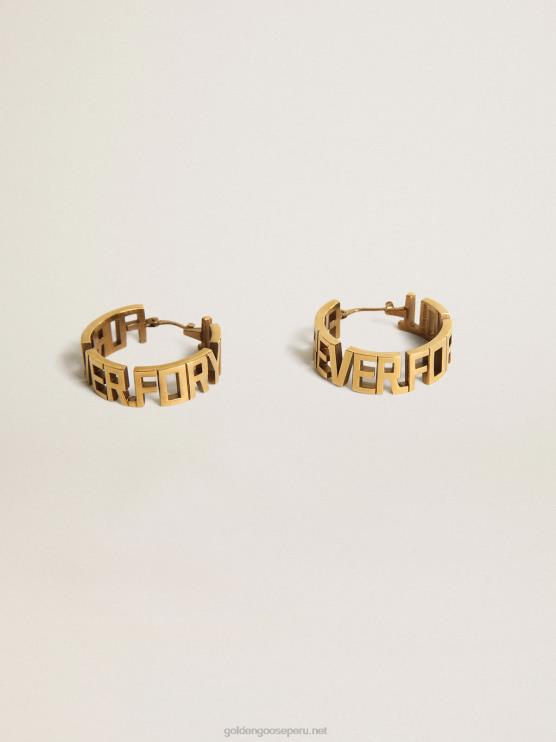 FDVPX352 Golden Goose mujer aros en color oro viejo con letras forever for you