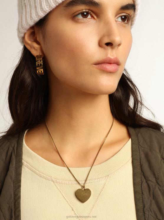 FDVPX352 Golden Goose mujer aros en color oro viejo con letras forever for you