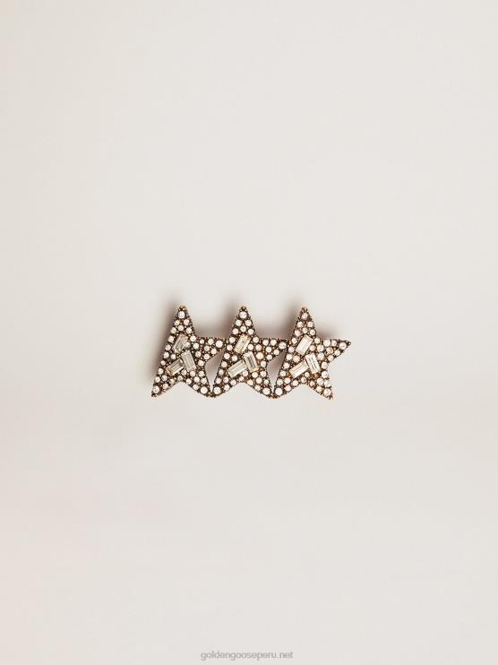 FDVPX394 Golden Goose mujer Accesorio de encaje star jewelmates collection con tres estrellas en color oro viejo con cristales decorativos