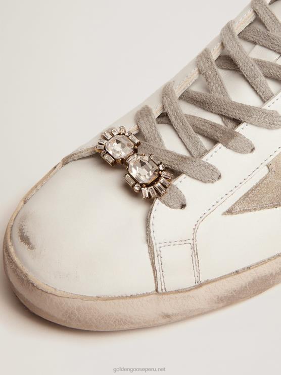 FDVPX397 Golden Goose mujer Accesorio de encaje colección deco jewelmates en color oro viejo con cristales cuadrados y en forma de baguette