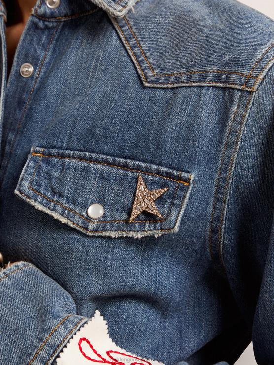 FDVPX402 Golden Goose mujer broche estrella colección jewelmates en color oro viejo con cristales decorativos