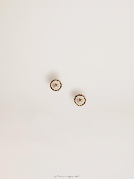 FDVPX403 Golden Goose mujer Pendientes de botón de la colección heritage jewelmates en color oro viejo
