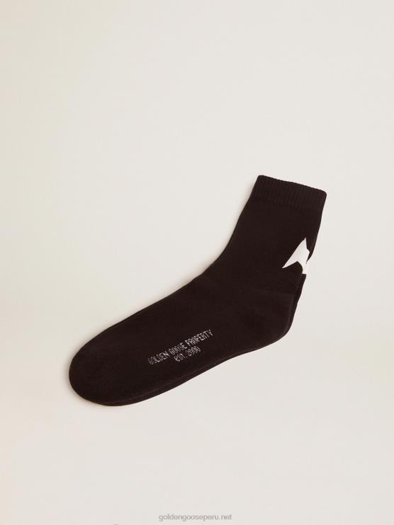 FDVPX342 Golden Goose mujer calcetines colección estrella negra con estrella blanca a contraste