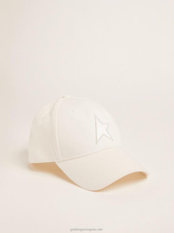 FDVPX379 Golden Goose mujer gorra de béisbol papiro blanco con estrella