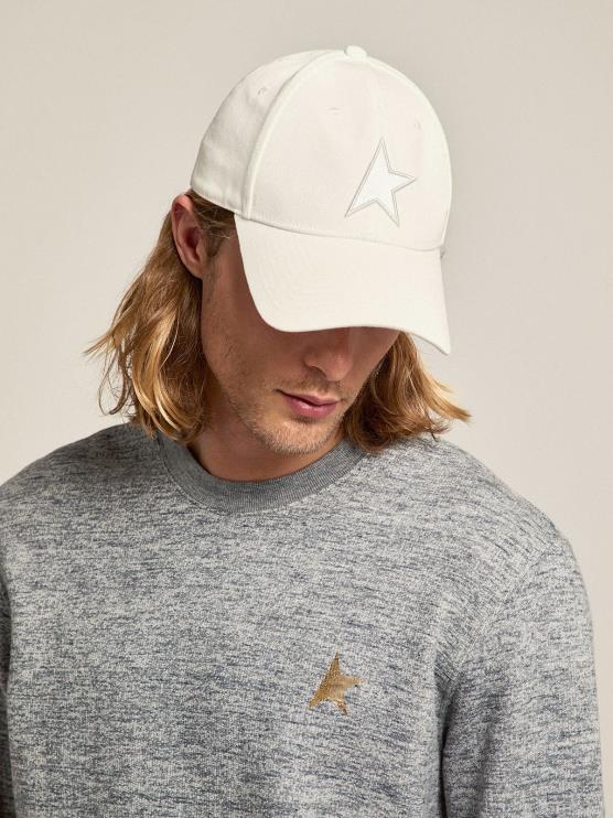 FDVPX379 Golden Goose mujer gorra de béisbol papiro blanco con estrella